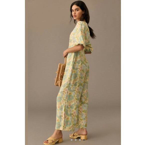 NWT Anthropologie x Sancia The Aida Floral Wide-Leg Jumpsuit $239 PLUS 1X Green - Picture 4 of 7